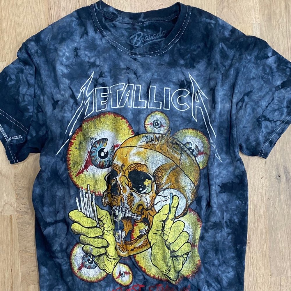 VINTAGE LOOK METALLICA BAND TEE - TIE DYE - MEDIUM - VERTIGO - PUSHEAD DESIGN